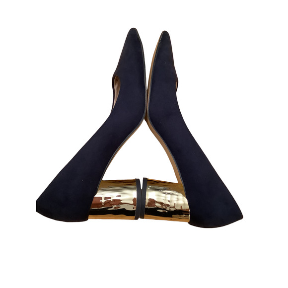 ZARA BASIC COLLECTION  PUMP WITH GOLD HAMMERED HEEL US 7 EU 38 - Picture 7 of 8